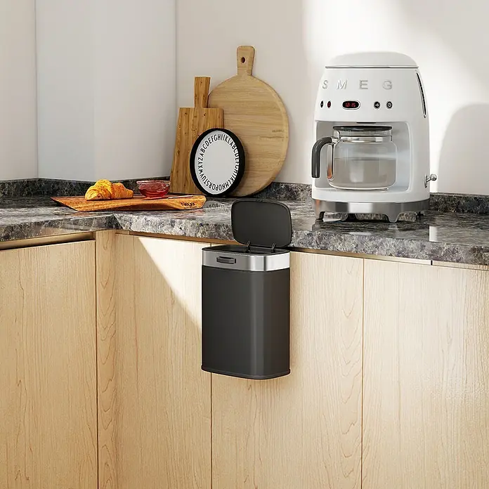 Homcom Standard-Mülleimer zum Einhängen - 5 l, Edelstahl, Schwarz