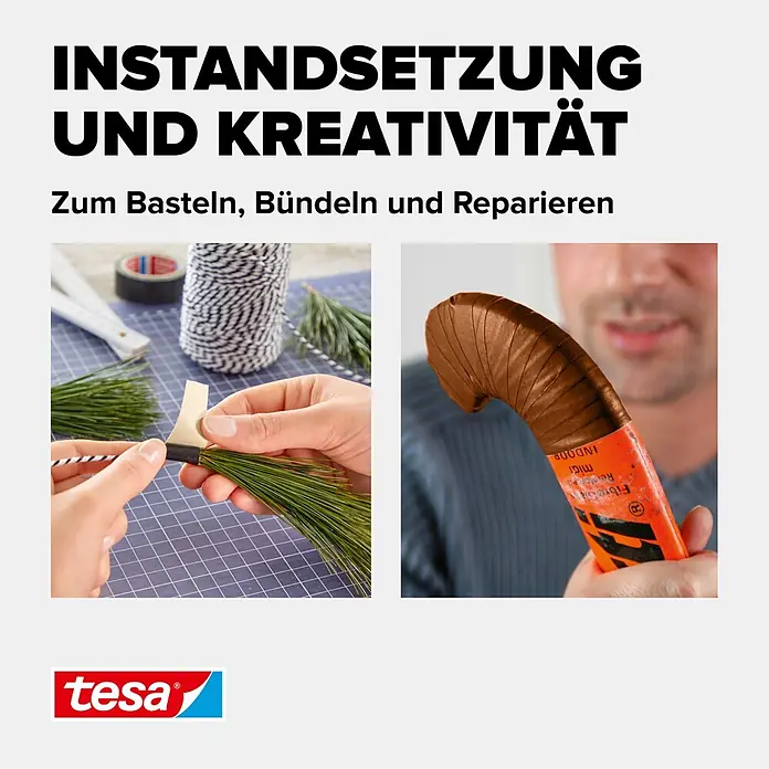 Tesa Extra Power Gewebeband PERFECT - Braun, 2,75 m x 38 mm - Informationsansicht