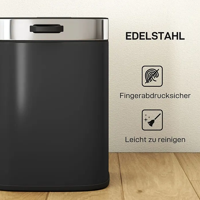 Homcom Standard-Mülleimer zum Einhängen - 5 l, Edelstahl, Schwarz