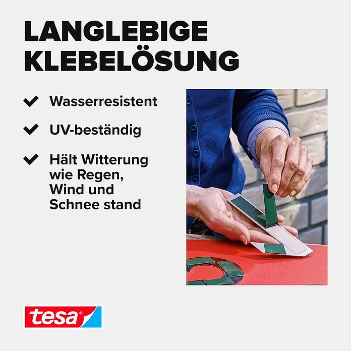 Tesa Montageband - Geeignet für: Mauerwerk, Belastbarkeit pro m: 10 kg, 1,5 m x 19 mm - Informationsansicht