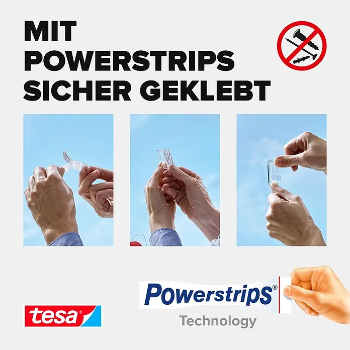 Tesa Klebehaken - Geeignet für: Glas, Belastbarkeit: 1 kg, 2 Stk., Transparent - Informationsansicht