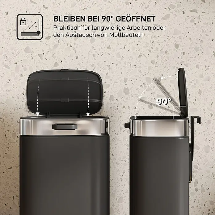 Homcom Standard-Mülleimer zum Einhängen - 5 l, Edelstahl, Schwarz