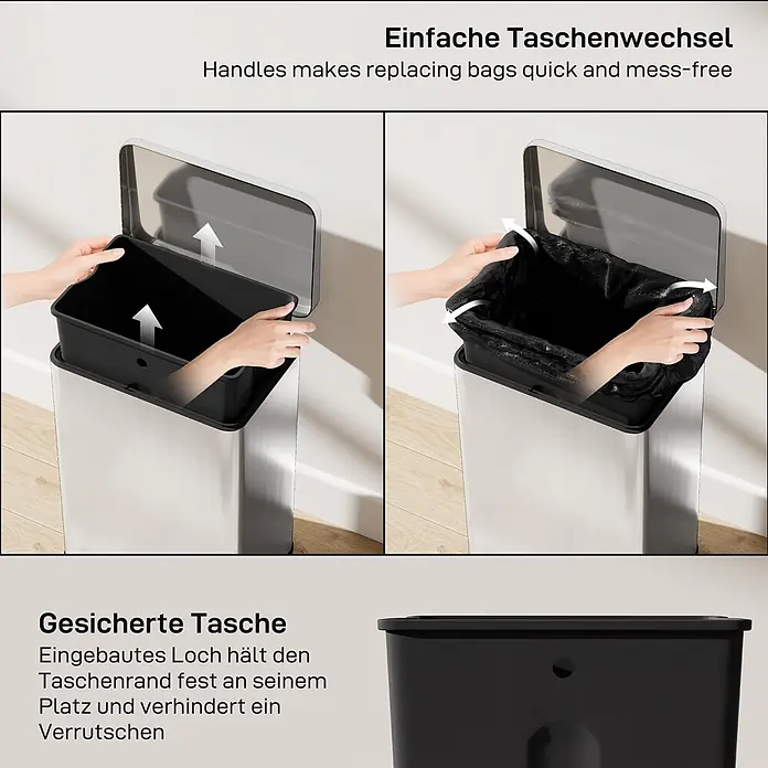 Homcom Treteimer Treteimer mit Softclose-Deckel - 20 l, Edelstahl, Silber