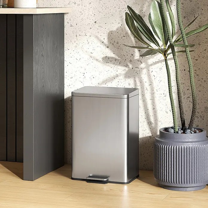 Homcom Treteimer Treteimer mit Softclose-Deckel - 20 l, Edelstahl, Silber