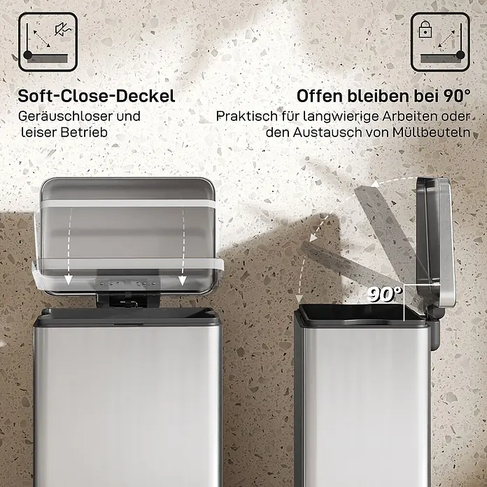 Homcom Treteimer Treteimer mit Softclose-Deckel - 20 l, Edelstahl, Silber