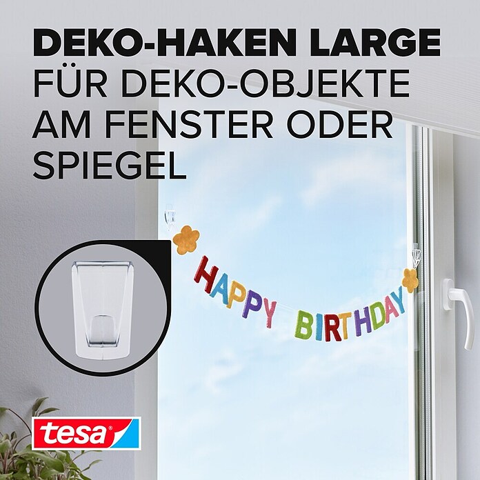 tesa Powerstrips Dekohaken (Selbstklebend, Transparent, Größe: XL, 2 Stk.)