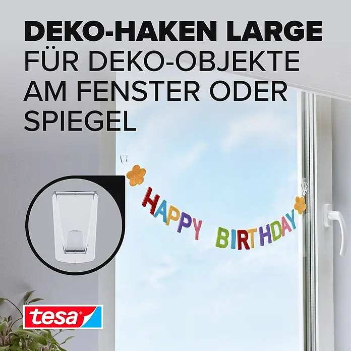 Tesa Powerstrips Klebehaken - Selbstklebend, Transparent, Größe: XL, 2 Stk. - Informationsansicht
