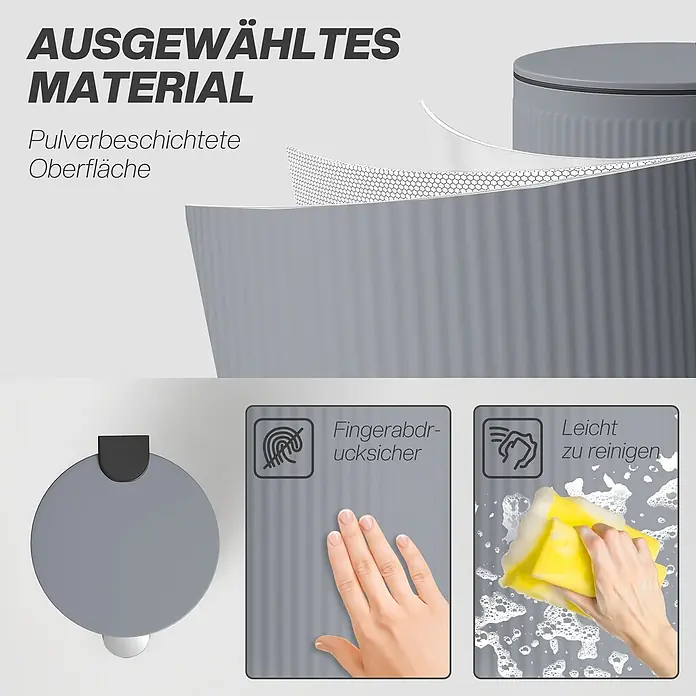Homcom Treteimer Treteimer mit Softclose-Deckel - 30 l, Metall, Dunkelgrau