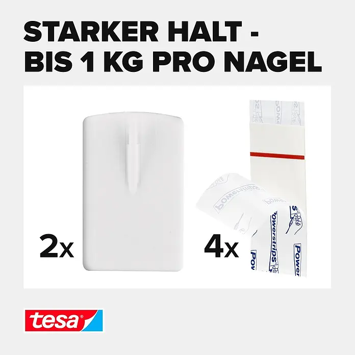 Tesa Powerstrips Bilder-Nagel - Mehrfach verwendbar, Weiß - Informationsansicht