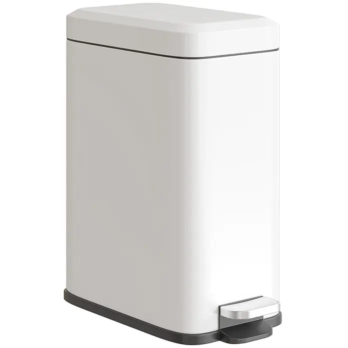 Homcom Treteimer mit Fußpedal - 5 l, Metall, Weiß