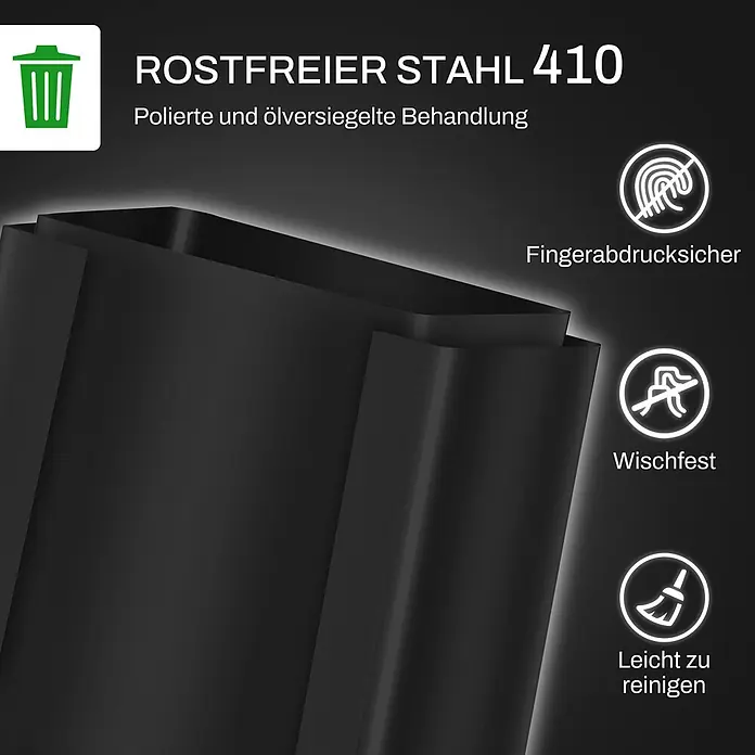 Homcom Treteimer mit Softclose-Deckel - 50 l, Edelstahl, Schwarz