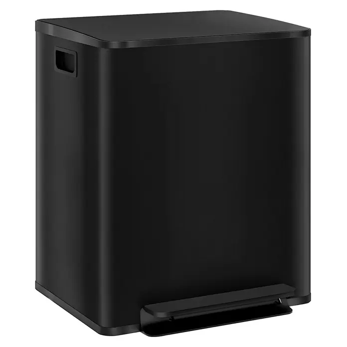 Homcom Treteimer mit Softclose-Deckel - 50 l, Edelstahl, Schwarz