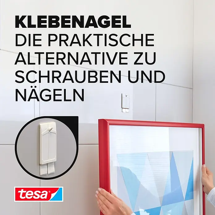 Tesa Klebenagel - Geeignet für: Fliesen, Belastbarkeit: 4 kg, 2 Stk., Weiß - Informationsansicht