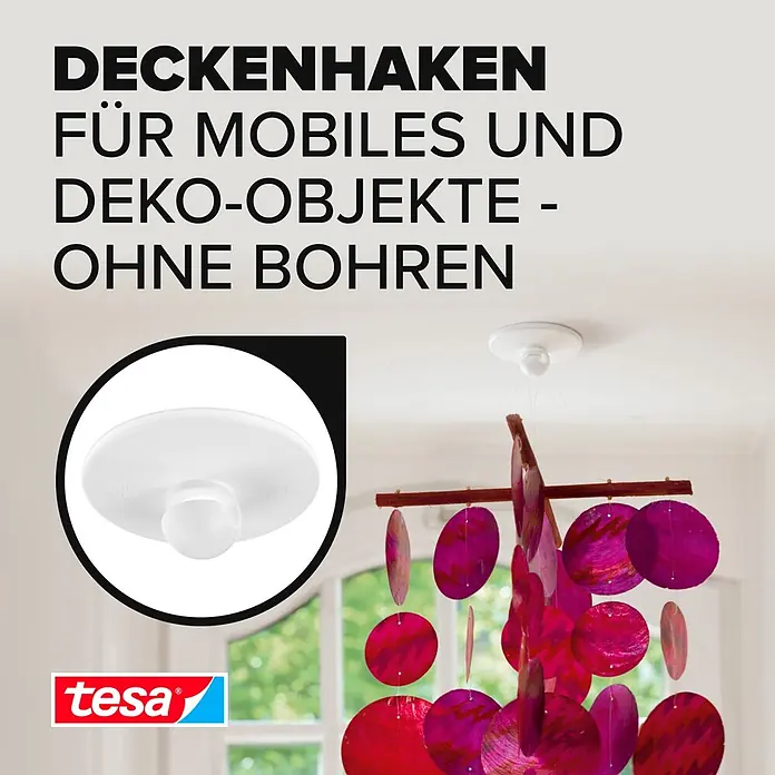 Tesa Deckenhaken - Belastbarkeit: 500 g, Weiß - Informationsansicht
