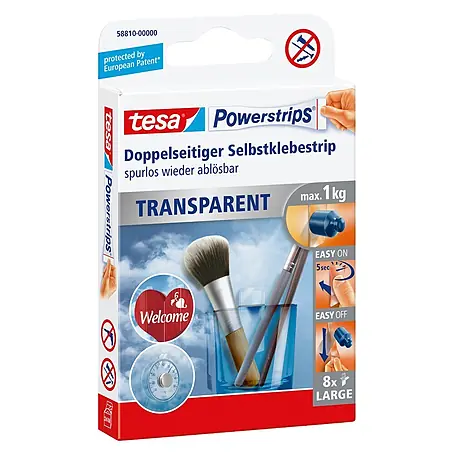 Tesa Powerstrips Selbstklebestrip Transparent Large