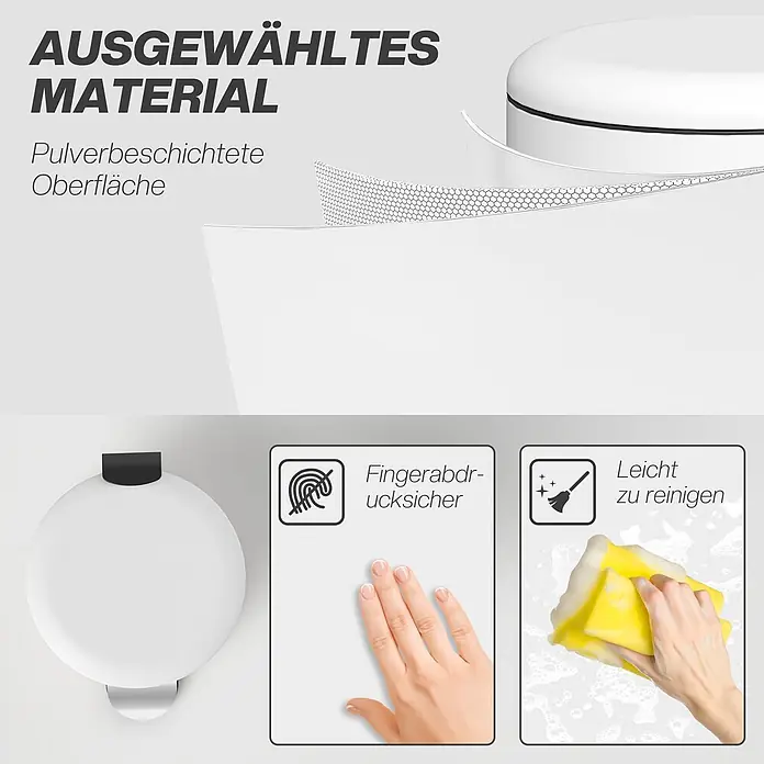 Homcom Treteimer Treteinmer - 30 l, Kunststoff, Cremeweiß