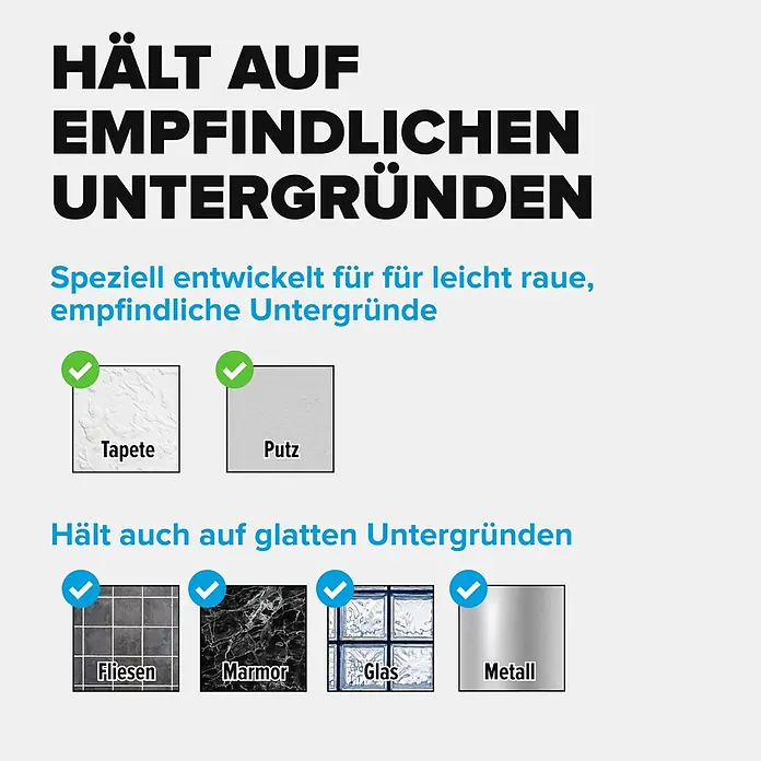 Tesa Klebestreifen - Geeignet für: Tapeten, Belastbarkeit: 1 kg, 6 Stk., Weiß - Informationsansicht