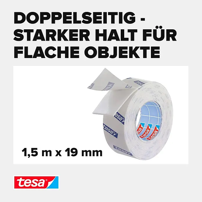 Tesa Montageband - Geeignet für: Fliesen, Feuchtraum, 1,5 m x 19 mm - Informationsansicht