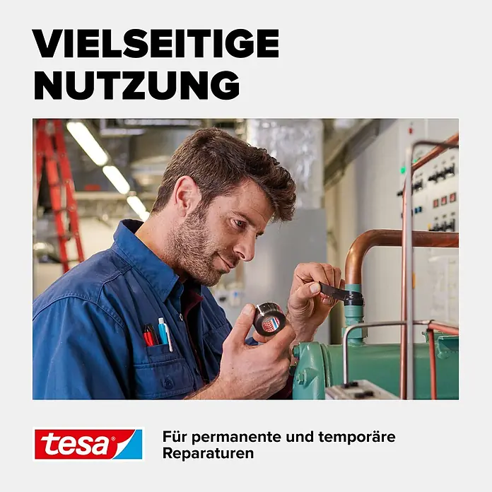 Tesa Extra Power Reparaturband Extreme Repair - 2,5 m x 19 mm, Transparent, Selbstverschweißend - Informationsansicht