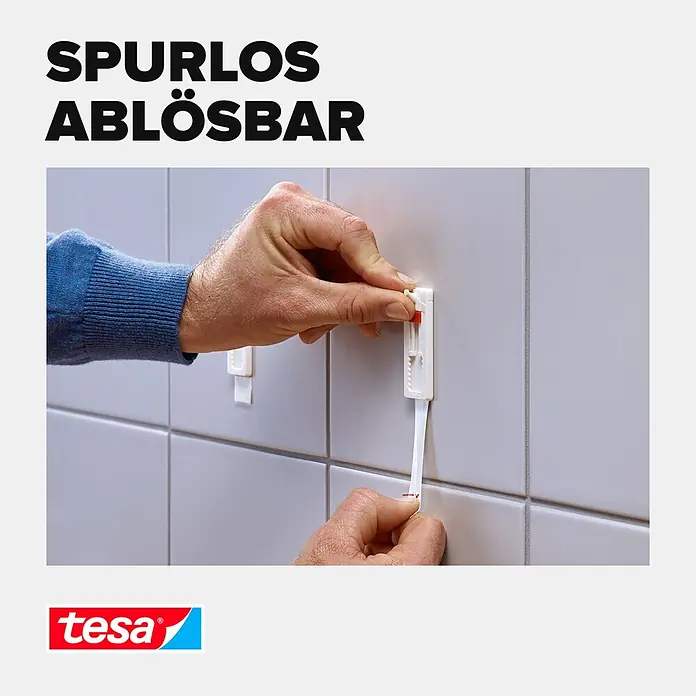 Tesa Klebestreifen - Geeignet für: Fliesen, Belastbarkeit: 2 kg, 9 Stk., Weiß - Informationsansicht