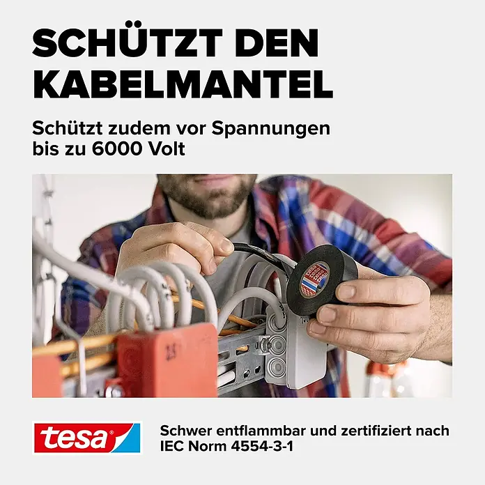 Tesa Isolierband Iso Tape - Rot, 10 m x 15 mm - Informationsansicht