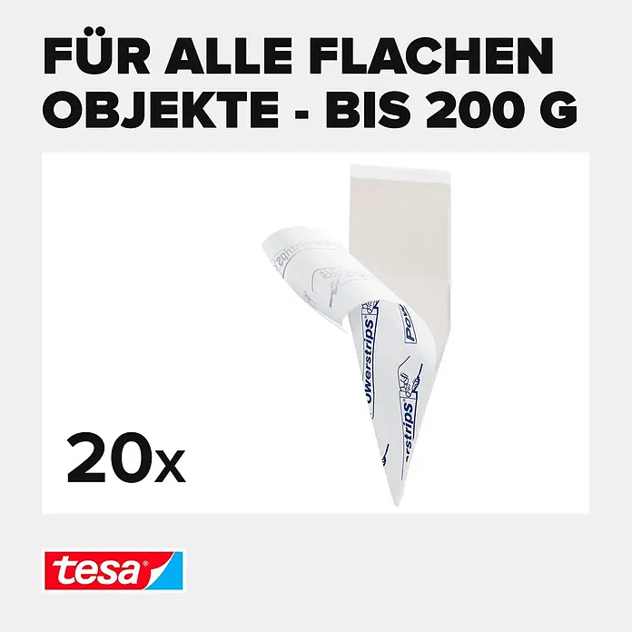 Tesa Powerstrips Selbstklebestrip Poster - 20 Stk. - Informationsansicht