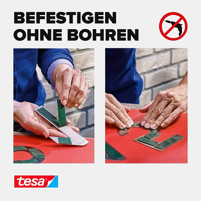 Tesa Montageband - Geeignet für: Mauerwerk, Belastbarkeit pro m: 10 kg, 1,5 m x 19 mm - Informationsansicht
