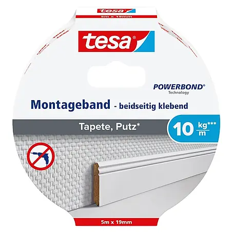 Tesa Powerbond Montageband für Tapete und Putz