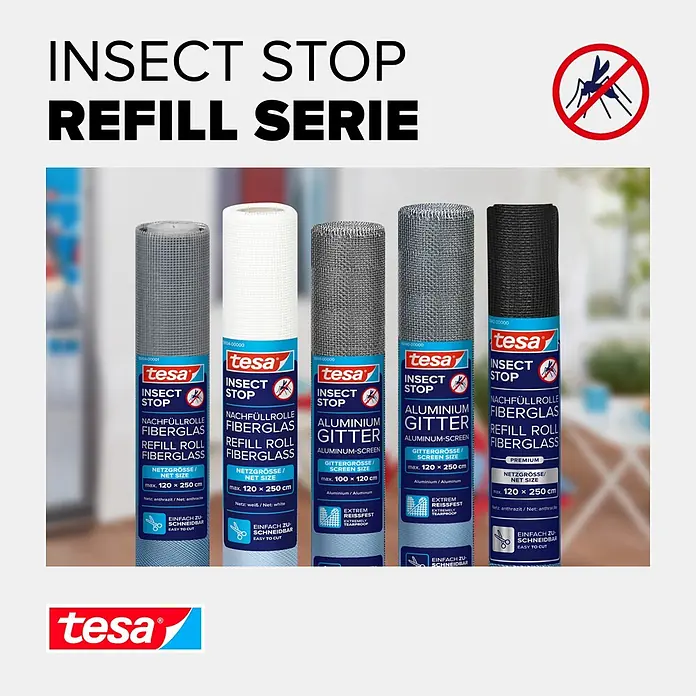 Tesa Fiberglasrolle Clear View Fiberglas-Ersatzrolle - B x H: 2,5 x 1,2 m - Informationsansicht