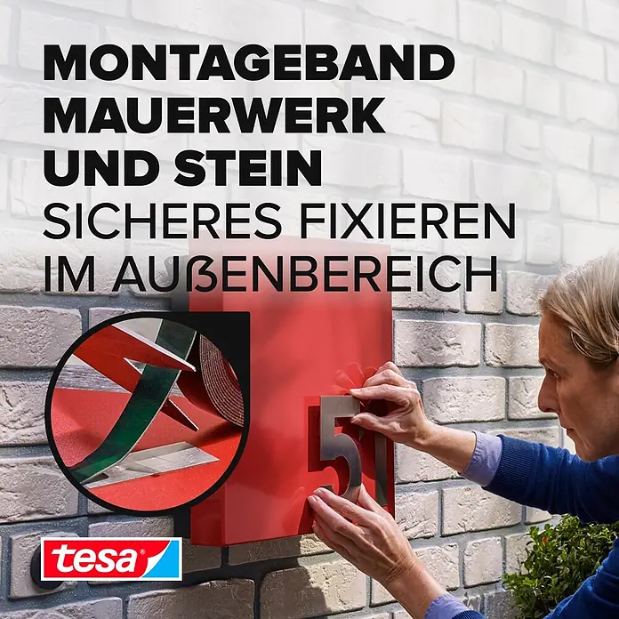 Tesa Montageband - Geeignet für: Mauerwerk, Belastbarkeit pro m: 10 kg, 1,5 m x 19 mm - Informationsansicht