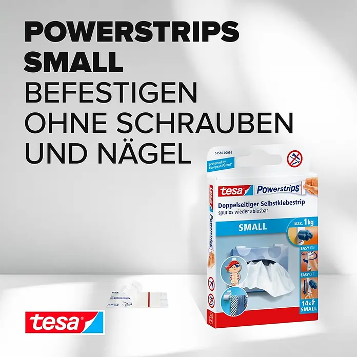 Tesa Powerstrips Selbstklebestrip Small - 14 Stk. - Informationsansicht