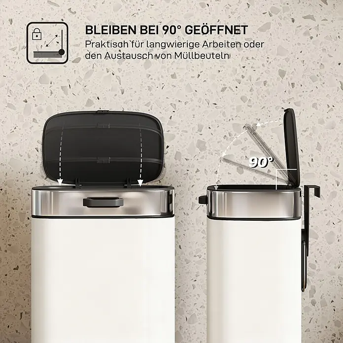 Homcom Standard-Mülleimer Standardmülleimer - 5 l, Edelstahl, Cremeweiß