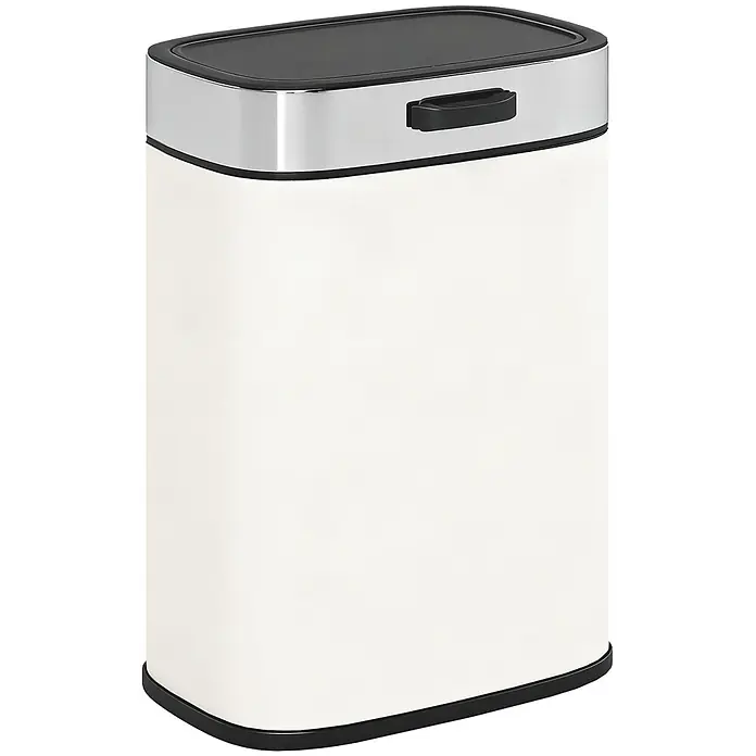 Homcom Standard-Mülleimer Standardmülleimer - 5 l, Edelstahl, Cremeweiß
