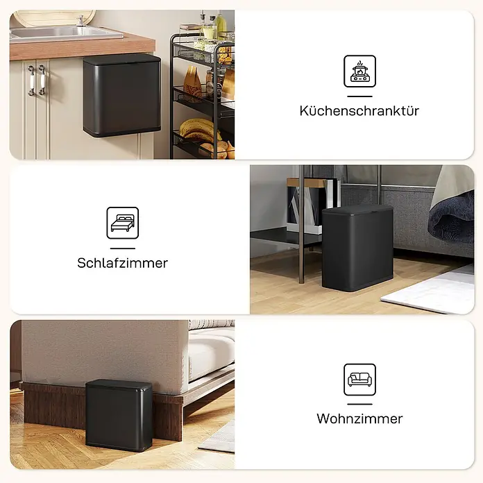 Homcom Standard-Mülleimer zum Einhängen - 8 l, Edelstahl, Schwarz