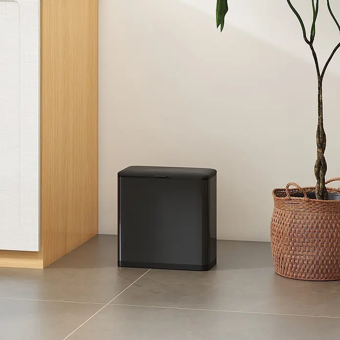 Homcom Standard-Mülleimer zum Einhängen - 8 l, Edelstahl, Schwarz