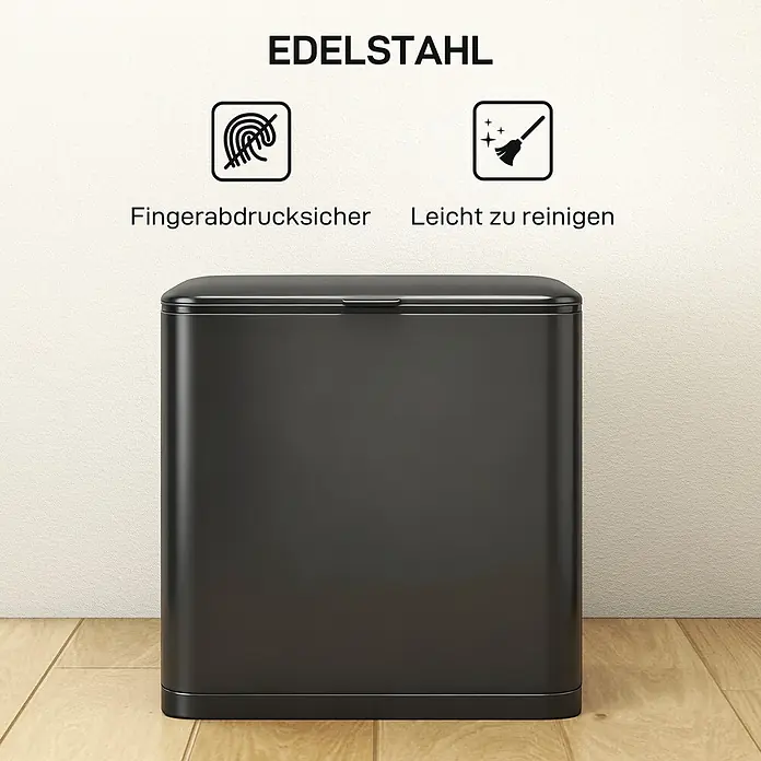 Homcom Standard-Mülleimer zum Einhängen - 8 l, Edelstahl, Schwarz