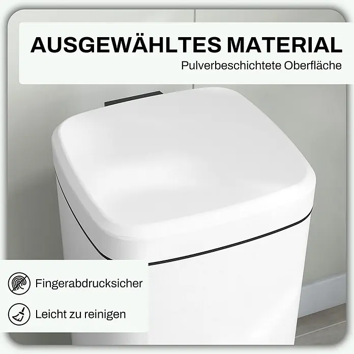 Homcom Treteimer - 30 l, Metall, Weiß