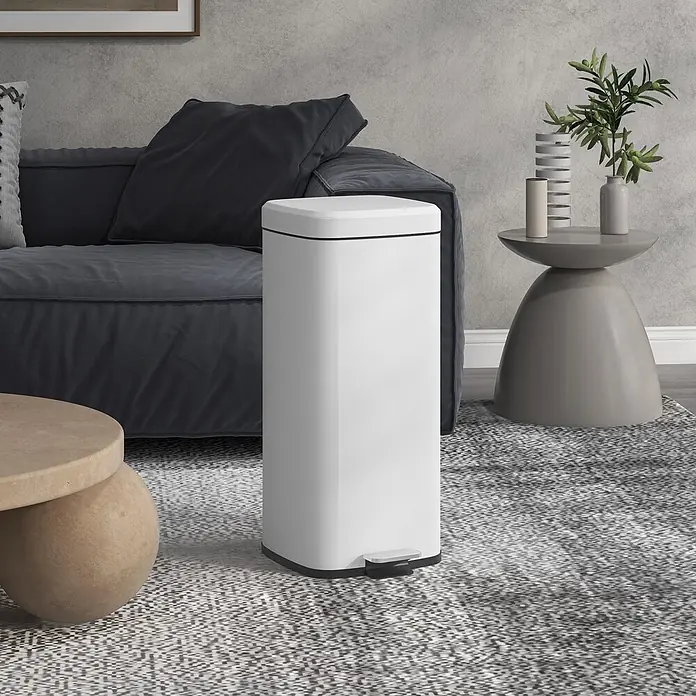 Homcom Treteimer - 30 l, Metall, Weiß