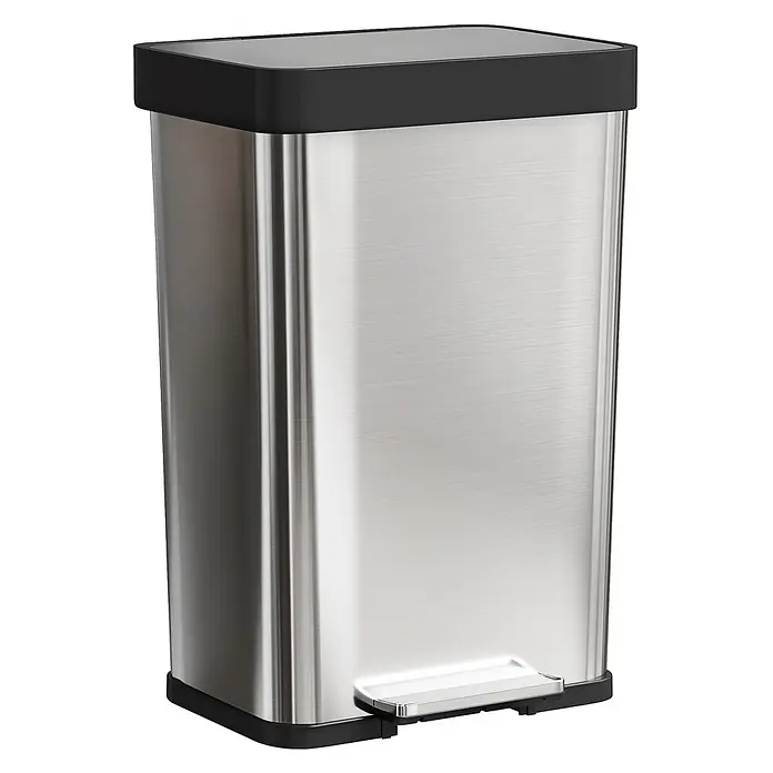 Homcom Treteimer mit Fußpedal - 60 l, Edelstahl, Silber