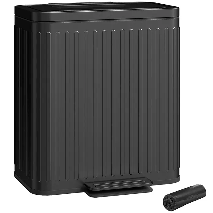 Homcom Treteimer Küchenmülleimer - 40 l, Metall, Schwarz