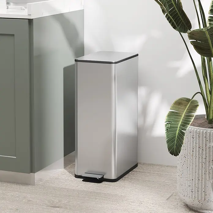 Homcom Treteimer mit Softclose-Deckel - 20 l, Edelstahl, Silber
