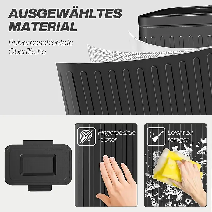 Homcom Treteimer Küchenmülleimer - 40 l, Metall, Schwarz