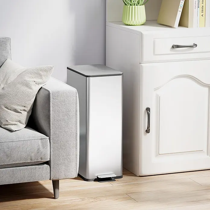 Homcom Treteimer mit Softclose-Deckel - 20 l, Edelstahl, Silber