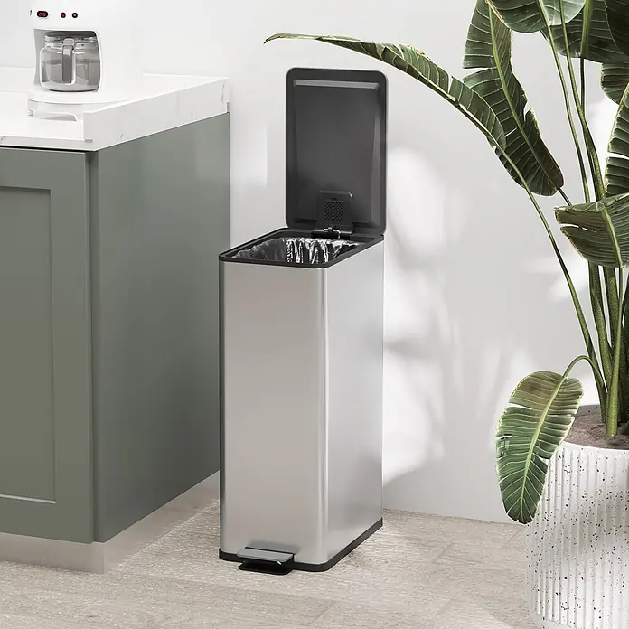 Homcom Treteimer mit Softclose-Deckel - 20 l, Edelstahl, Silber
