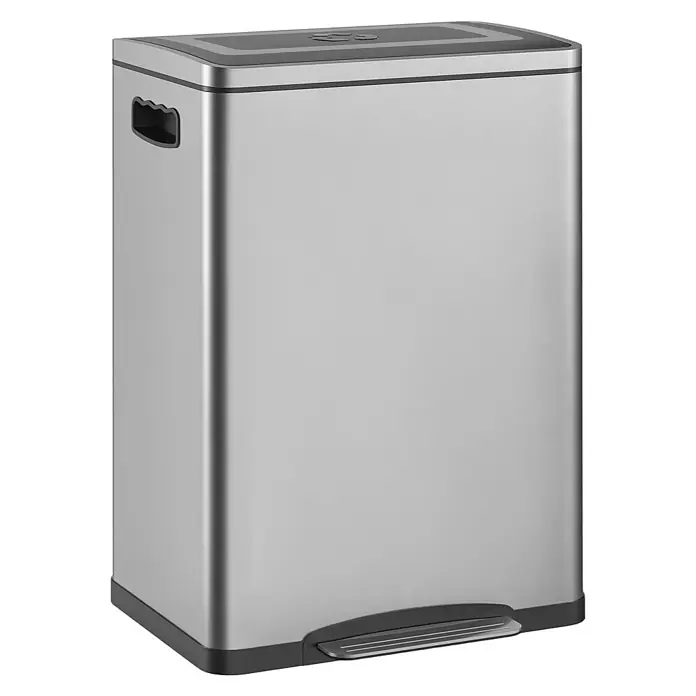 Homcom Treteimer mit Fußpedal - 40 l, Edelstahl, Silber