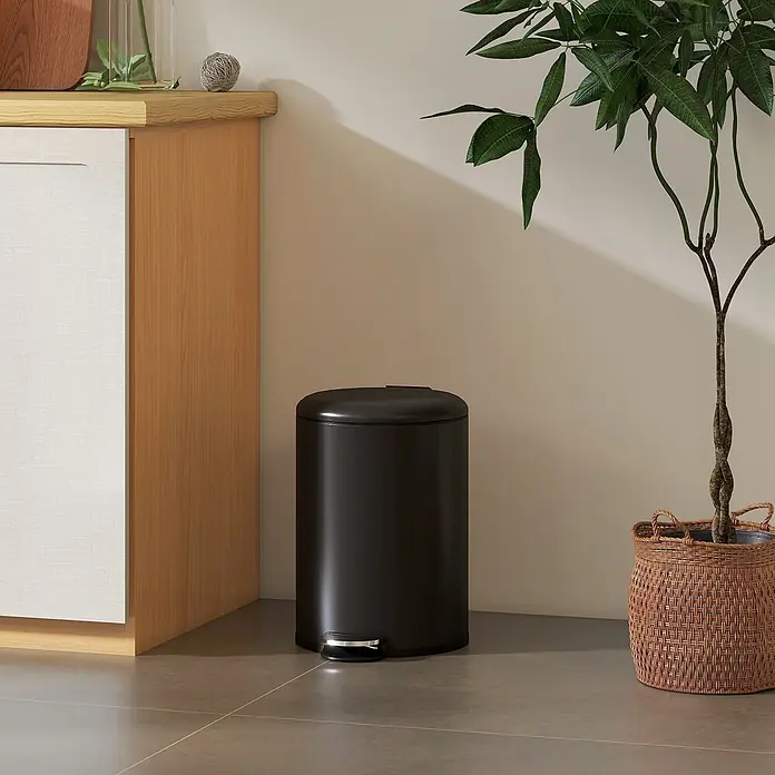 Homcom Treteimer 1-teilig - 20 l, Metall, Schwarz