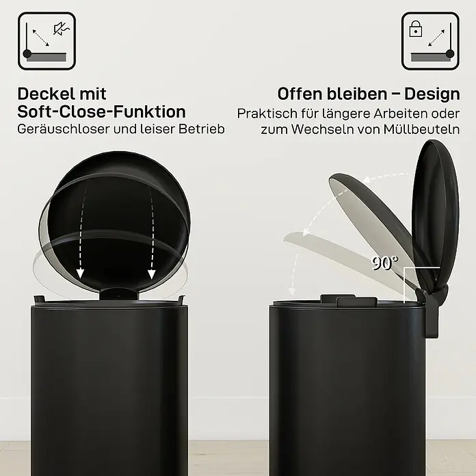 Homcom Treteimer 1-teilig - 20 l, Metall, Schwarz