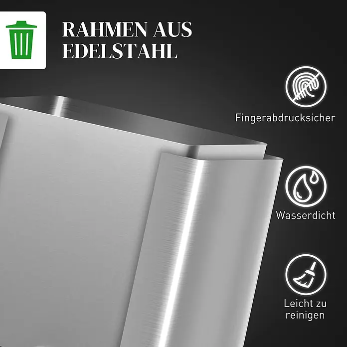 Homcom Treteimer mit Fußpedal - 40 l, Edelstahl, Silber