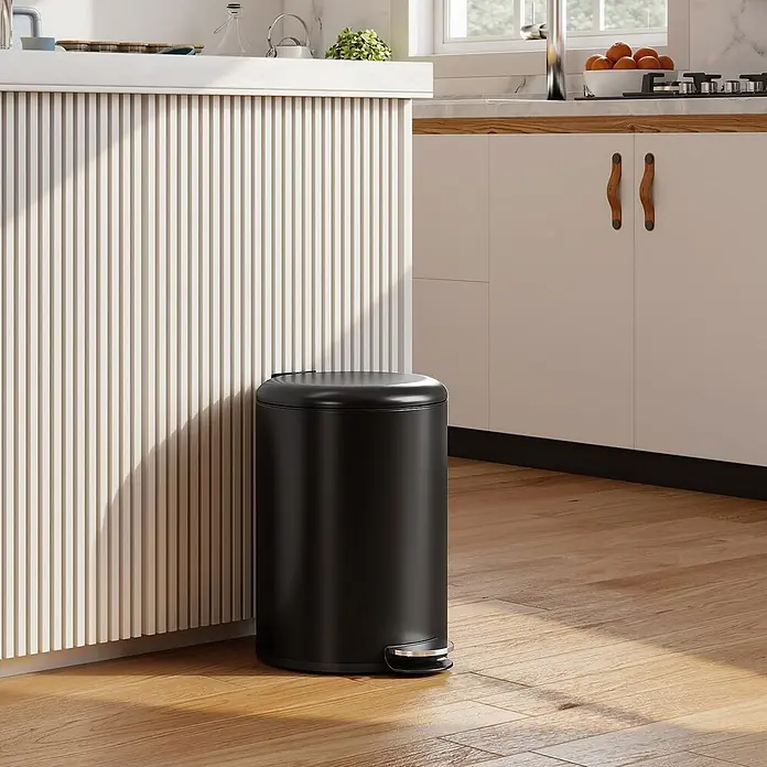 Homcom Treteimer 1-teilig - 20 l, Metall, Schwarz