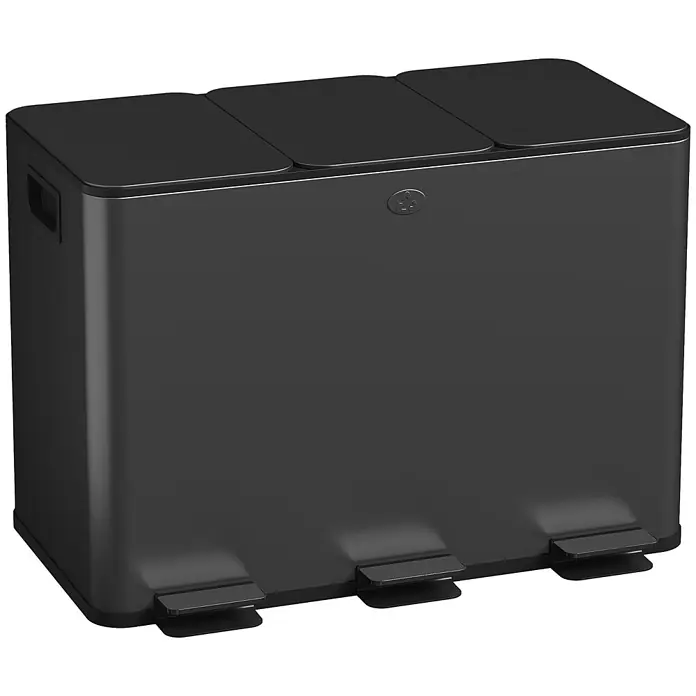 Homcom Mülltrennsystem - 45 l, Edelstahl, Schwarz